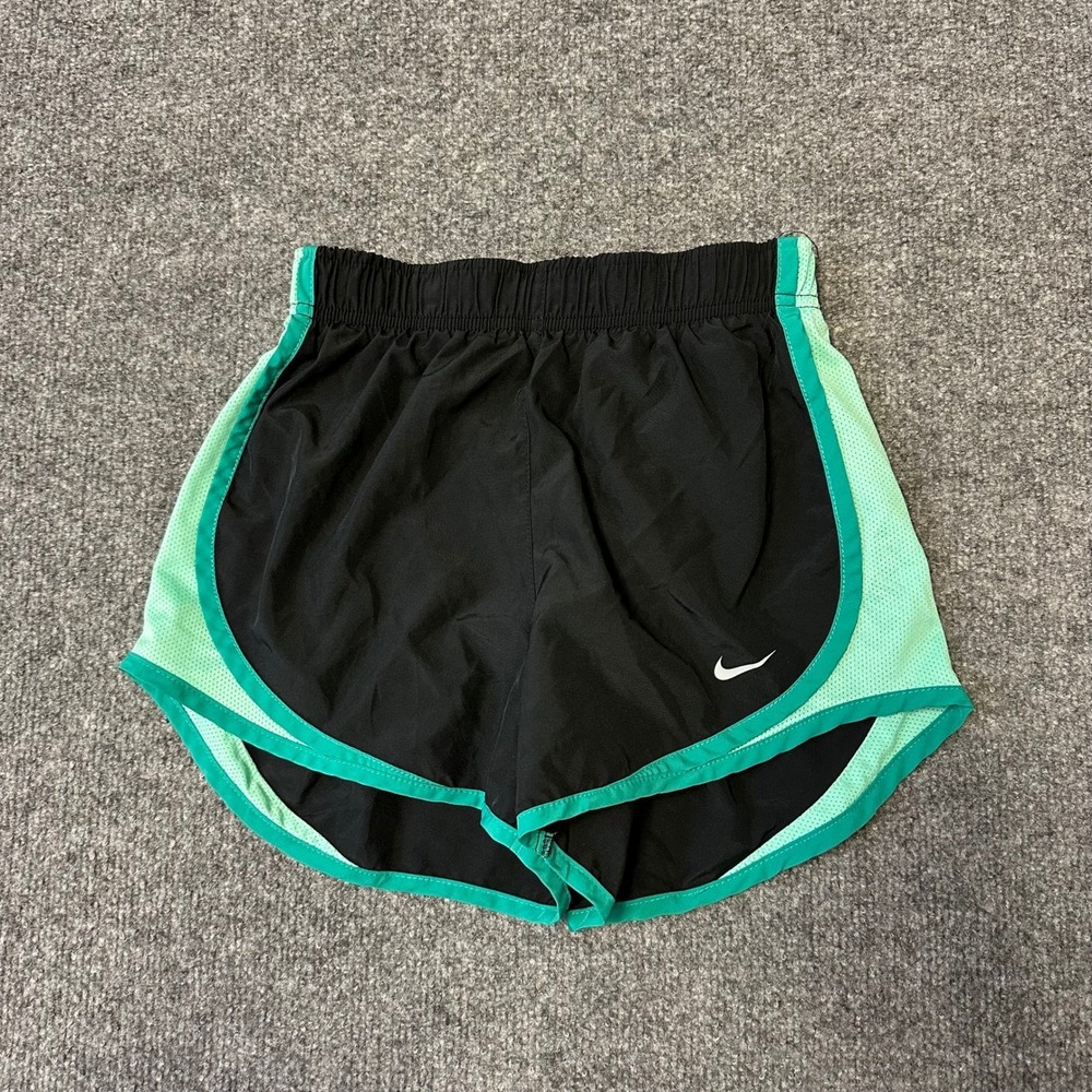 Nike Shorts Womens Size XS Black Teal Dri-Fit Running Athletic Mesh Breathable